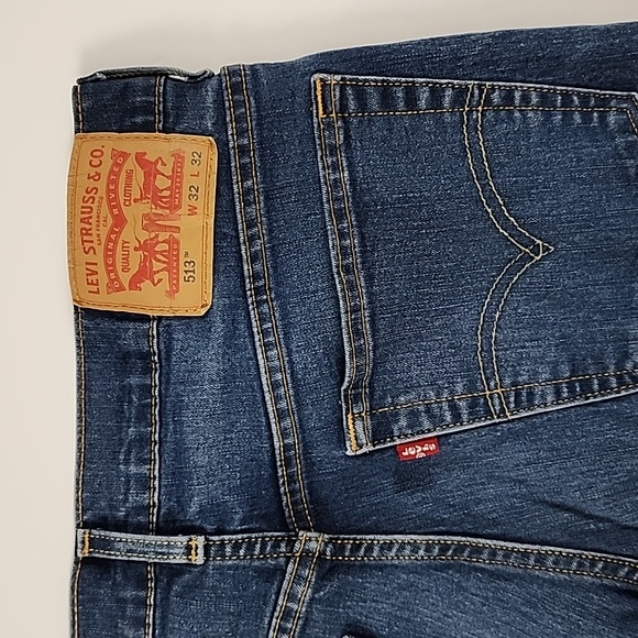 Levi's 513 Men's Slim Straight Distressed Denim Blue Jeans Size W32 L32 - Picture 8 of 14